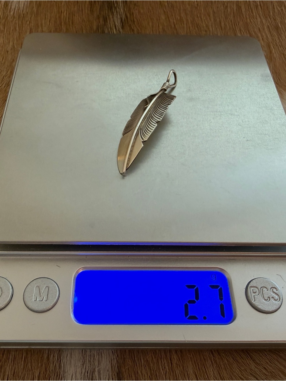 ❤️ Navajo Signed Chris Charlie Sterling Silver Hand Crafted Feather Pendant 2”L - Picture 6 of 10